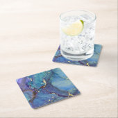 Abstracte alcoholinkt Groen Paars Blauw & Goud Kartonnen Onderzetters (Insitu)