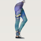 Abstracte alcoholinkt Groen Paars Blauw & Goud Leggings (Rechts)