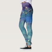 Abstracte alcoholinkt Groen Paars Blauw & Goud Leggings (Links)