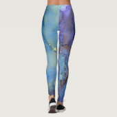 Abstracte alcoholinkt Groen Paars Blauw & Goud Leggings (Achterkant)