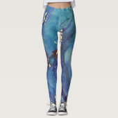 Abstracte alcoholinkt Groen Paars Blauw & Goud Leggings (Voorkant)
