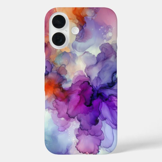Abstracte alcoholinkt in oranje en paars Case-Mate iPhone case (Achterkant)