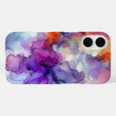 Abstracte alcoholinkt in oranje en paars Case-Mate iPhone case (Achterkant (horizontaal))