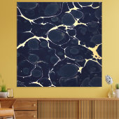 Abstracte alcoholinkt kunst in donkerblauw II Canvas Afdruk (Insitu (Woonkamer))