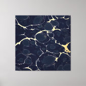 Abstracte alcoholinkt kunst in donkerblauw II Canvas Afdruk (Voorkant)