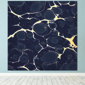 Abstracte alcoholinkt kunst in donkerblauw II Canvas Afdruk (Insitu (Houten vloer))