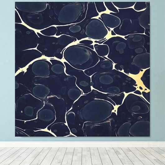 Abstracte alcoholinkt kunst in donkerblauw II Canvas Afdruk (Insitu (Houten vloer))