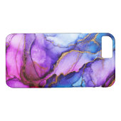 Abstracte alcoholinkt Kunstroze Blauw Paars Case-Mate iPhone Case (Achterkant (Horizontaal))