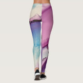 Abstracte alcoholinkt Kunstroze Paars blauw wit Leggings (Achterkant)