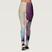 Abstracte alcoholinkt Kunstroze Paars blauw wit Leggings (Achterkant)