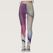 Abstracte alcoholinkt Kunstroze Paars blauw wit Leggings (Voorkant)