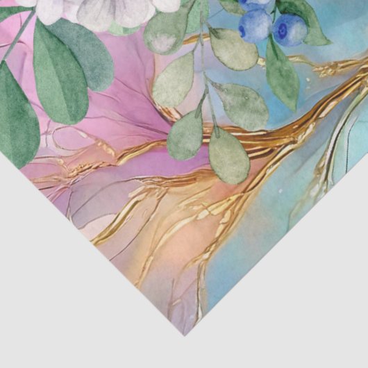 Abstracte Alcoholinkt met Bloemenboeket Decoupage Tissuepapier (Detail)