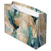 Abstracte alcoholinkt met gouden accenten groot cadeauzakje (Achterkant Gekanteld)