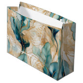 Abstracte alcoholinkt met gouden accenten groot cadeauzakje (Voorkant Gekanteld)