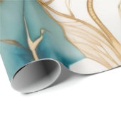 Abstracte alcoholinkt met goudranden cadeaupapier (Rol Hoek)