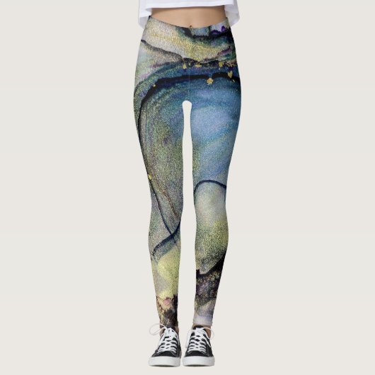 Abstracte alcoholinkt Multicolored Legging (Voorkant)