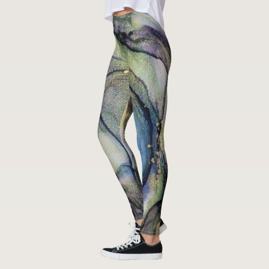 Abstracte alcoholinkt multiverkleurd leggings (Links)