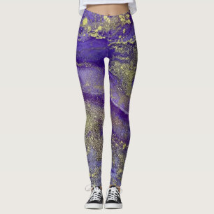 Abstracte alcoholinkt, rijke paars met goud leggings