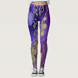 Abstracte alcoholinkt, rijke paars met goud leggings
