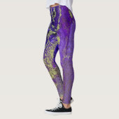 Abstracte alcoholinkt, rijke paars met goud leggings (Links)