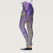 Abstracte alcoholinkt, rijke paars met goud leggings (Links)