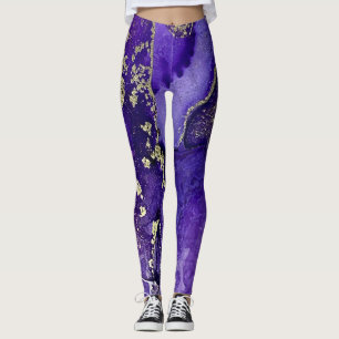 Abstracte alcoholinkt, rijke paars met goud leggings