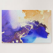 Abstracte alcoholinkt Royal Blue Citrus Brass Jigs Legpuzzel (Horizontaal)