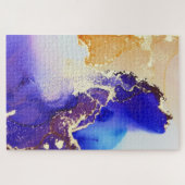 Abstracte Alcoholinkt Royal Blue Citrus Messing Legpuzzel (Horizontaal)