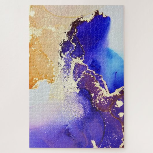 Abstracte Alcoholinkt Royal Blue Citrus Messing Legpuzzel (Verticaal)
