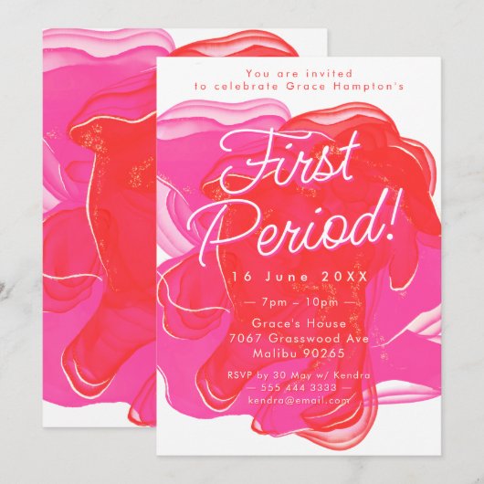 Abstracte Alcoholinkt Roze Oranje Periode Partij Kaart (Voorkant / Achterkant)