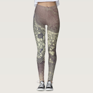 Abstracte alcoholinkt roze paars grijs zilver leggings
