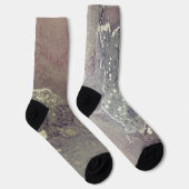 Abstracte alcoholinkt Roze Paars grijs zilver Sokken (Rechts)