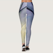 Abstracte alcoholinkt Shimmery Blue & Gold Leggings (Achterkant)