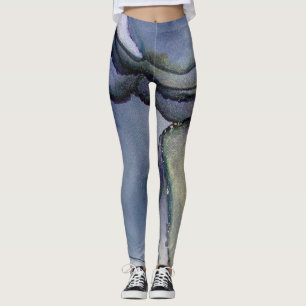 Abstracte alcoholinkt Shimmery Blue & Gold Leggings