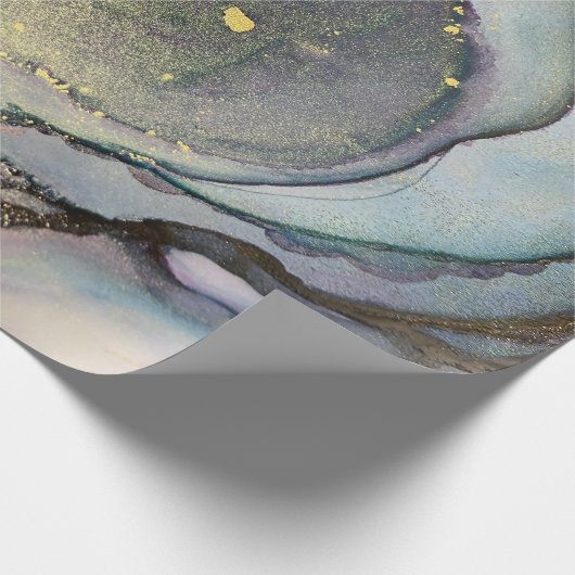 Abstracte alcoholinkt Shimmery Paars Blauwgroen Go Cadeaupapier (Hoek)