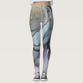 Abstracte alcoholinkt Shimmery Paars Blauwgroen Go Leggings (Voorkant)