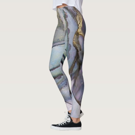 Abstracte alcoholinkt Shimmery Paars Blauwgroen Go Leggings (Links)
