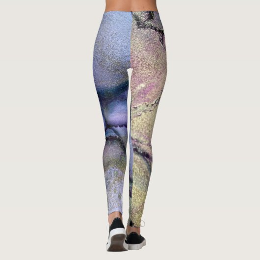 Abstracte alcoholinkt Shimmery Paars Blauwgroen Go Leggings (Achterkant)