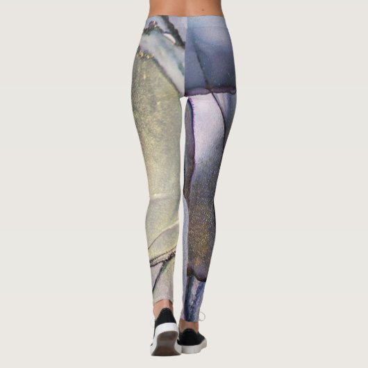 Abstracte alcoholinkt Shimmery Paars Blauwgroen Go Leggings (Achterkant)