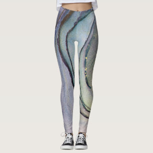 Abstracte alcoholinkt Shimmery Paars Blauwgroen Go Leggings