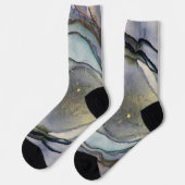 Abstracte alcoholinkt Shimmery Paars Blauwgroen Go Sokken (Links)