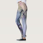 Abstracte alcoholinkt Shimmery Paars en Gold Leggings (Links)