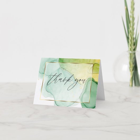 Abstracte alcoholinkt Vibrant Greens Hartelijk dan Bedankkaart (Voorkant)