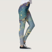Abstracte alcoholinkt Vloeibaar art Blauwgroen en  Leggings (Rechts)