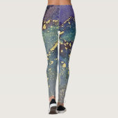 Abstracte alcoholinkt Vloeibaar art Blauwgroen en  Leggings (Achterkant)