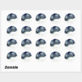 Abstracte alcoholinkt zilver, blauw glitterpape ronde sticker (Vel)