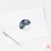 Abstracte alcoholinkt zilver, blauw glitterpape ronde sticker (Envelop)
