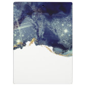 Abstracte alcoholinkt zilver marineblauw glitter klembord (Achterkant)