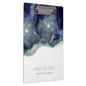 Abstracte alcoholinkt zilver marineblauw glitter klembord (Rechts)