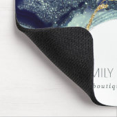 Abstracte alcoholinkt zilver marineblauw glitter muismat (Hoek)